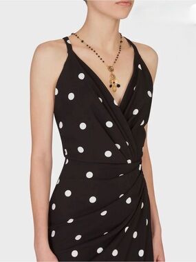 Vintage Dolce & Gabbana Black and White Polka Dot Backless Slip Dress